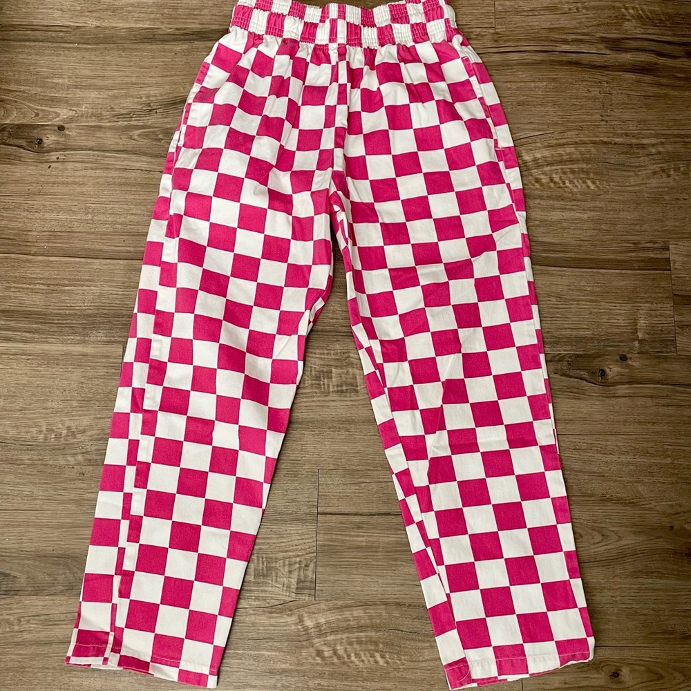 Pink and White Checkered Chinos